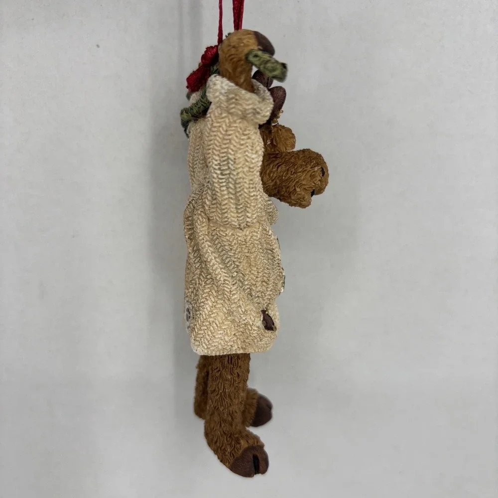 Boyds Dangle Moose Christmas Ornament Dangling Feet Tree Sweater Vintage 2004
